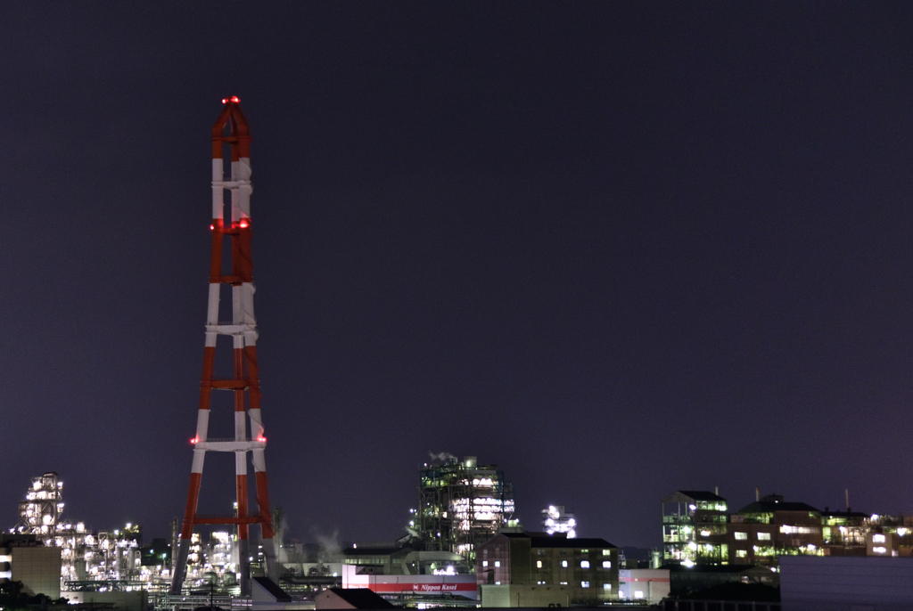 工場城下町からの夜景