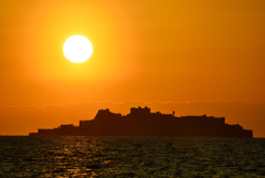 夕景！　軍艦島。