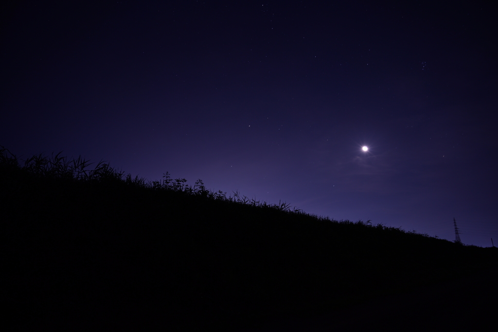 土手と星空。