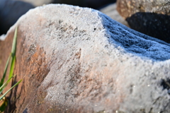 霜が降りた石。