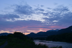 PinkとBlueの夕陽。
