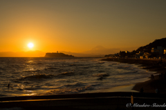稲村ヶ崎海岸の夕景