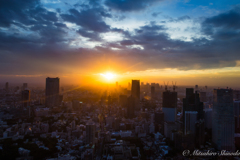 東京タワー特別展望台からの夕陽