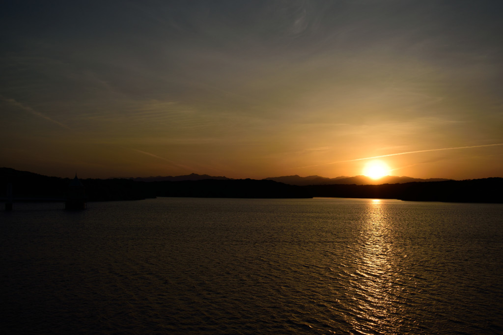 狭山湖　夕日