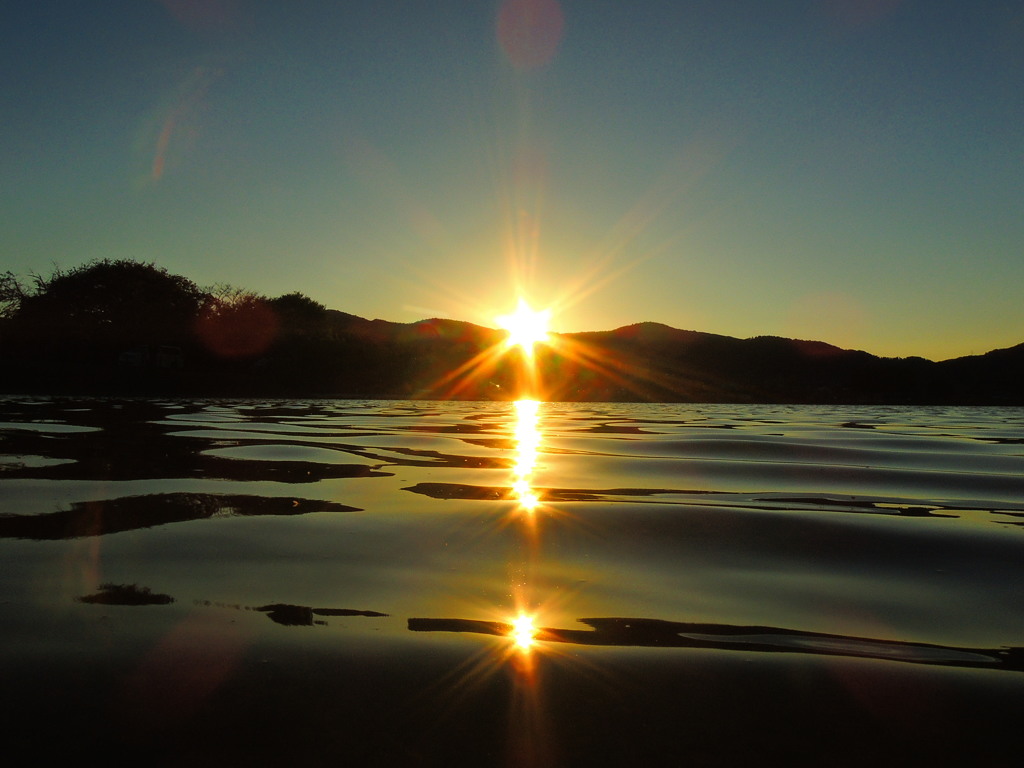 広沢池の夕日