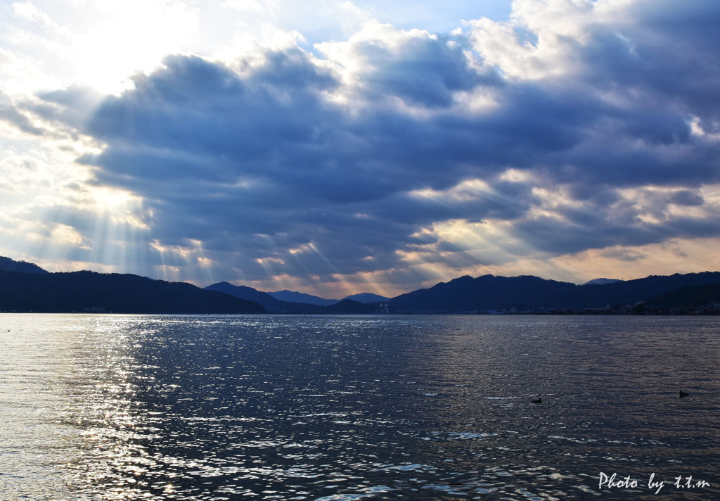 阿蘇海と丹後半島の光芒