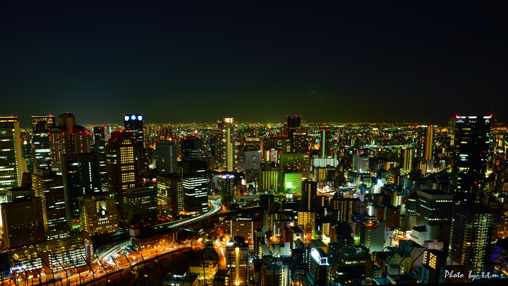 大阪夜景 空中庭園から南を望む