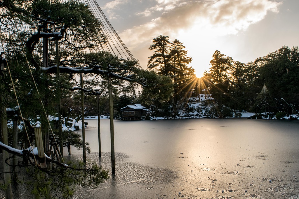 兼六園の夕陽