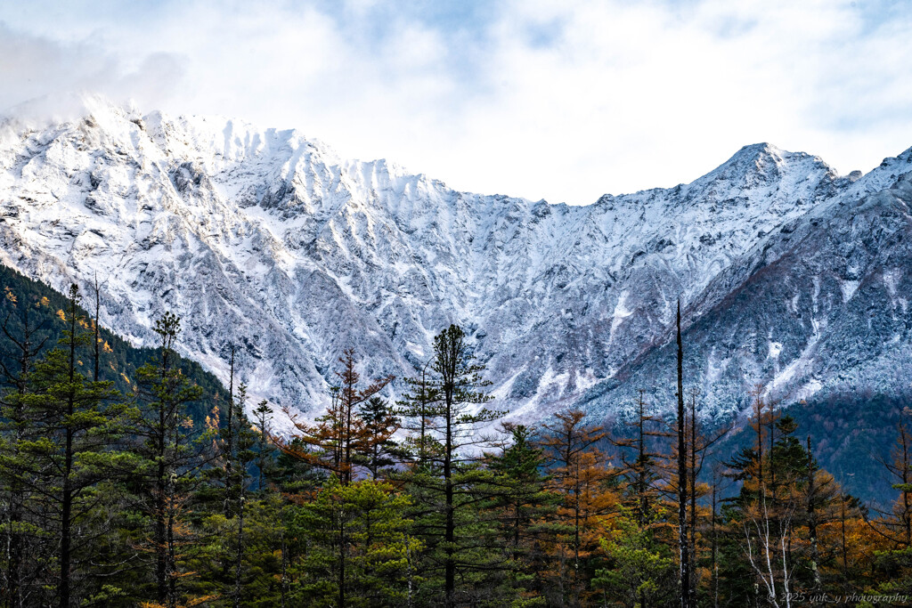 白銀の穂高連峰