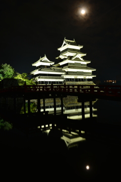 中秋の名月と松本城