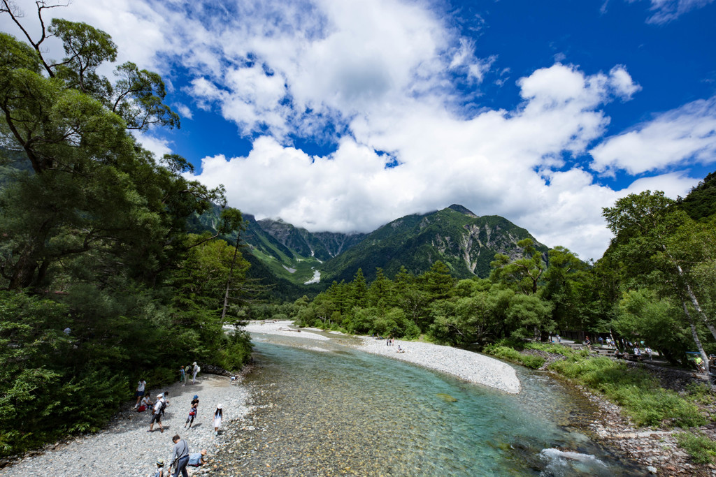 河童橋から望む穂高連峰