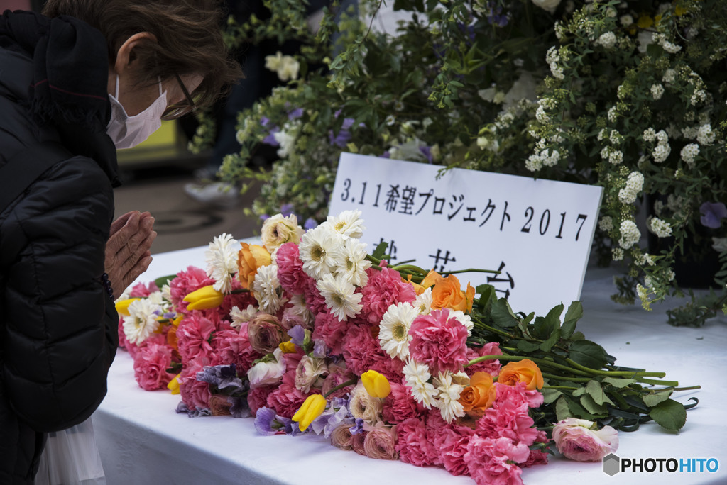 話しかけている花々。