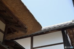 かやぶき屋根をのぞいて。