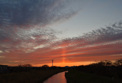 夕焼け　太陽柱