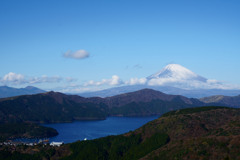 箱根 大観山からの芦ノ湖と富士山