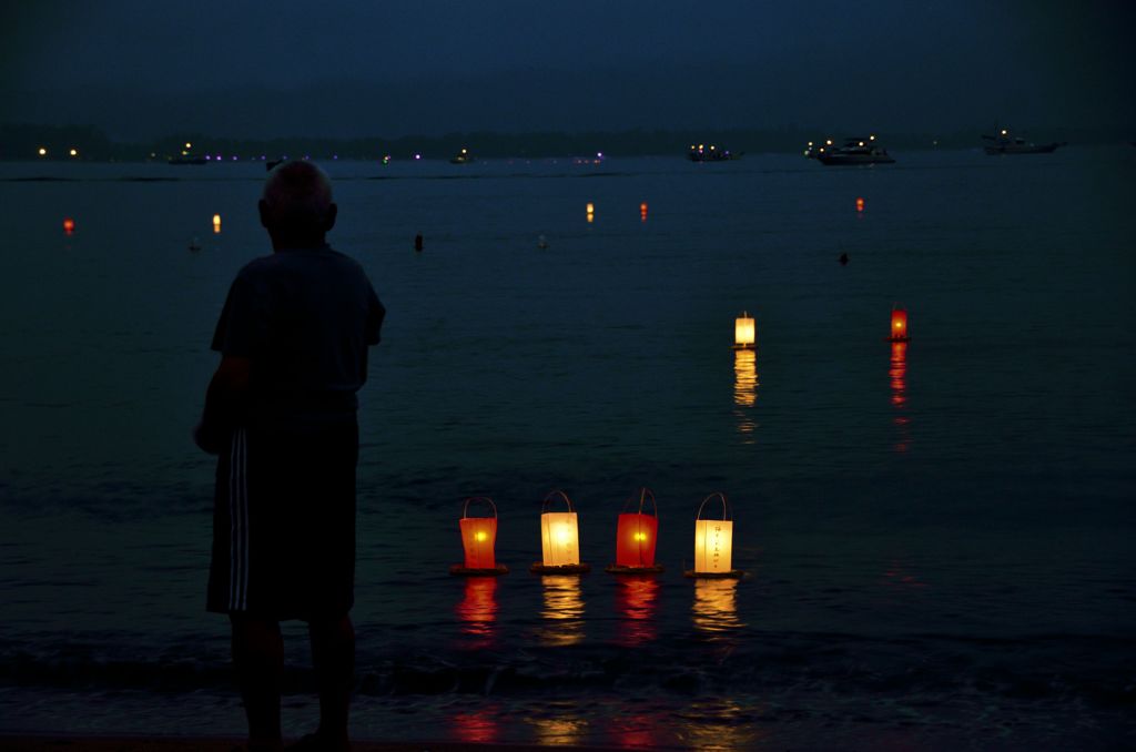 宮津湾燈篭流し