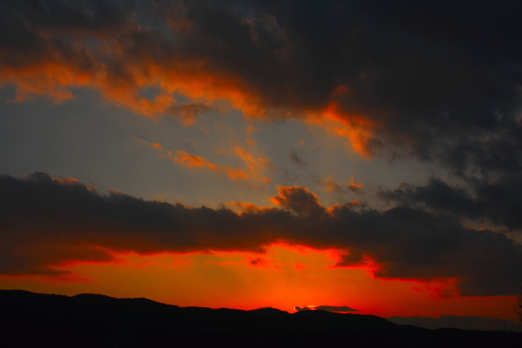 冬　六甲山の夕焼け
