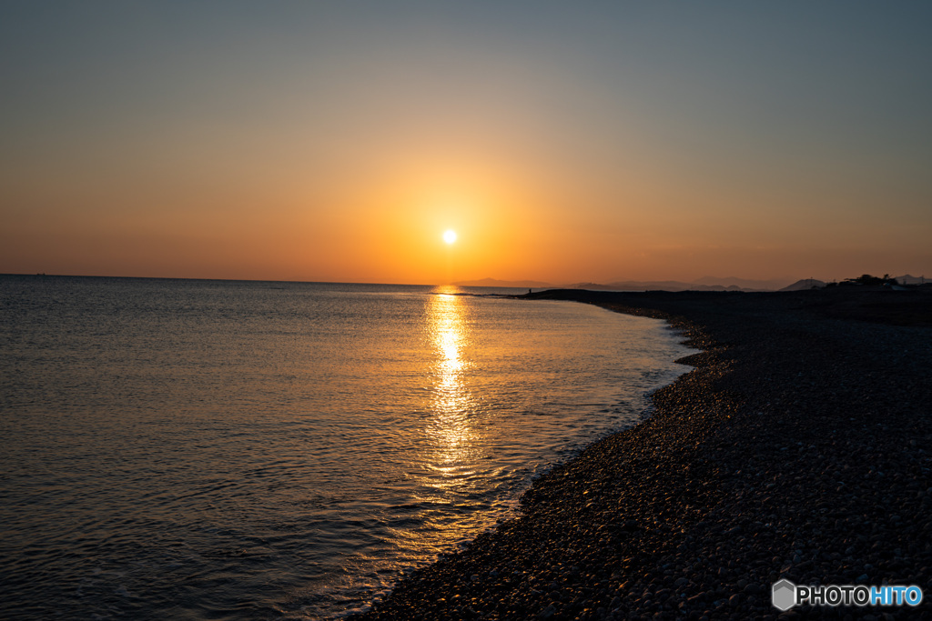 冬至の夕日