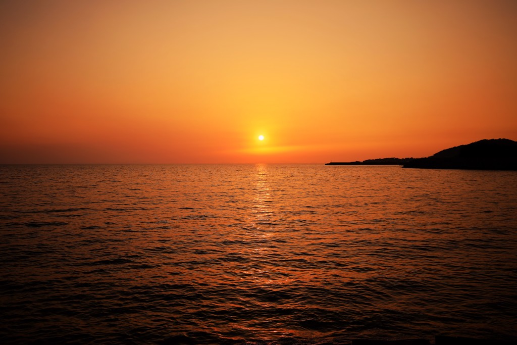 江口浜海浜公園からの夕日