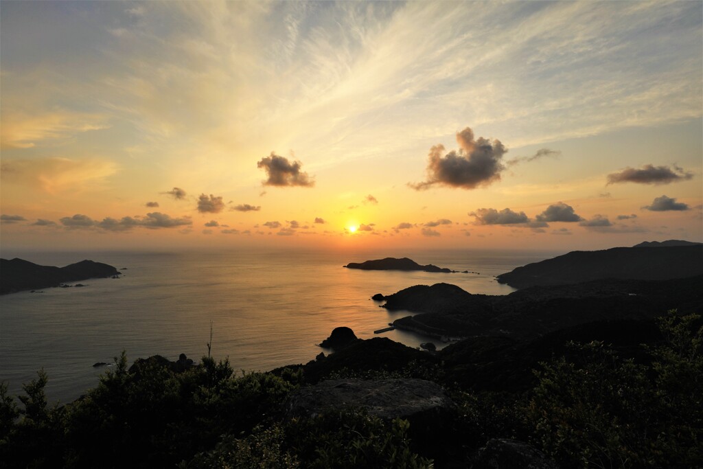 亀ヶ丘から望む夕日