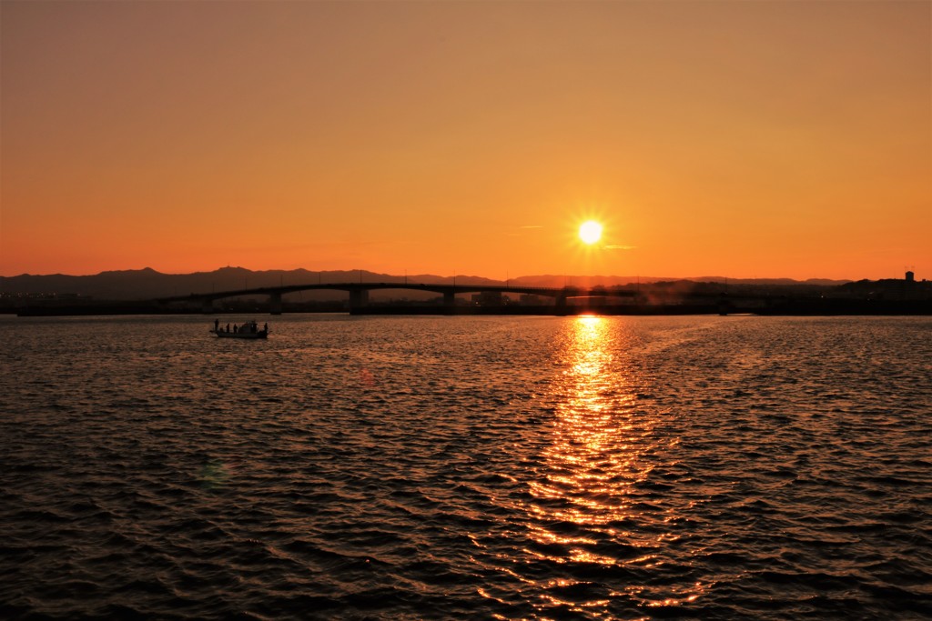 マリンポート鹿児島からの夕日