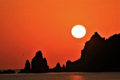 野間岬と夕日