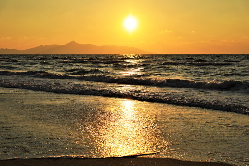日没前の海岸
