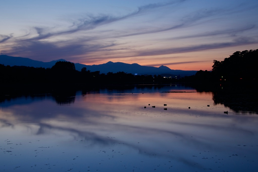 南湖公園の夕焼け