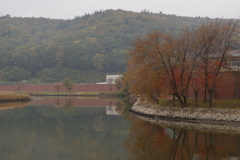 紅葉と赤レンガ