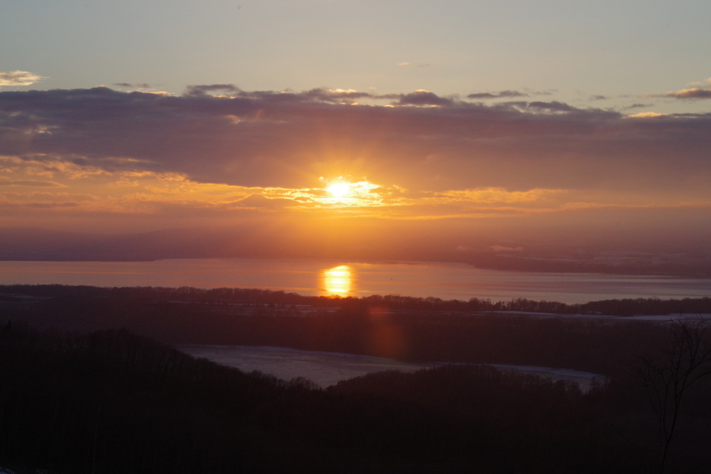 網走湖の夕陽