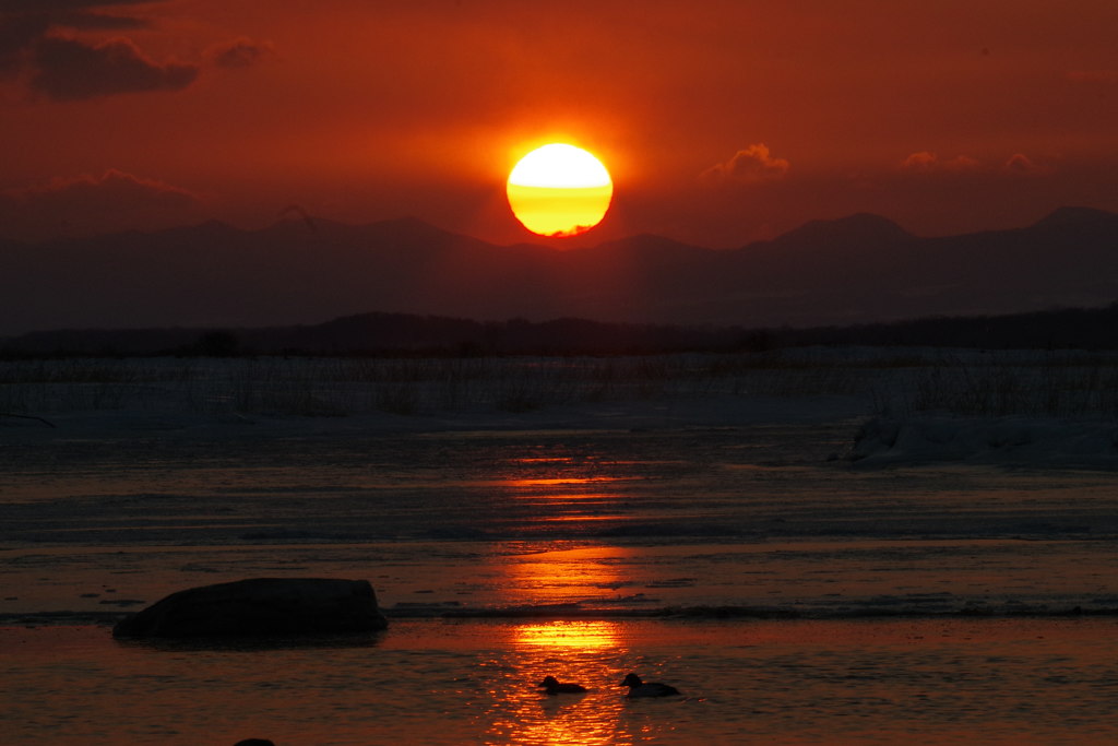 濤沸湖の朝より