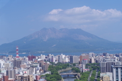 甲突川と桜島_鹿児島中央駅観覧車から