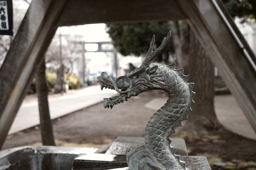 手水舎_龍_新井天神北野神社