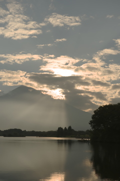 朝の田貫湖にて