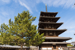 １月の気清しい法隆寺