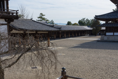 １月の気清しい法隆寺