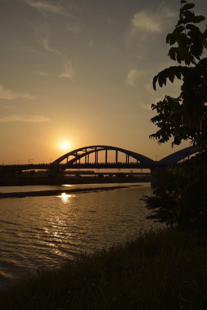 多摩川の夕焼け