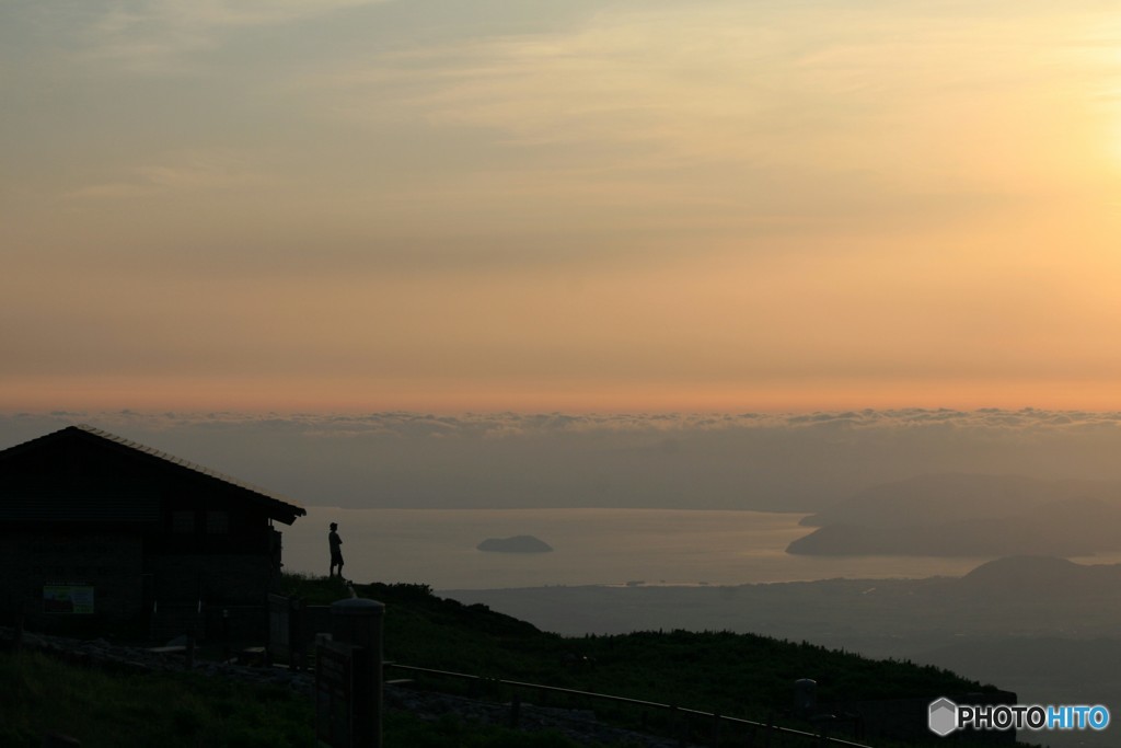 伊吹山の夕暮れ 山頂からの眺め20160811