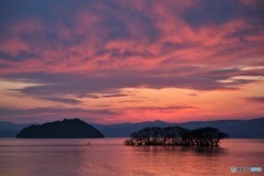 赤紫の琵琶湖