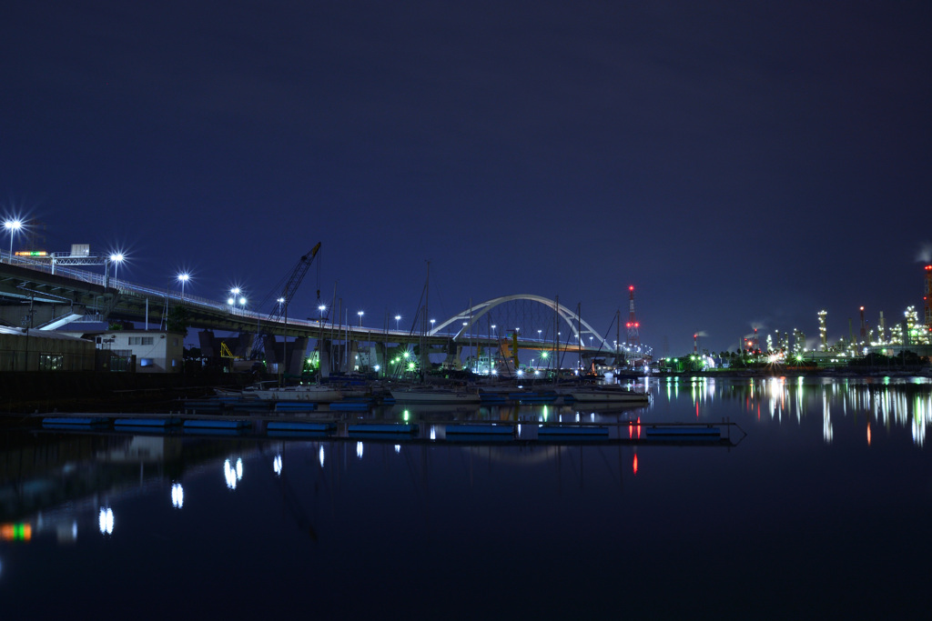  Marina and factory night view