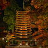 秋の夜の十三重塔