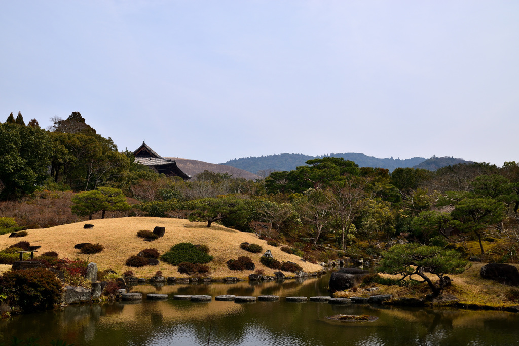依水園　後園より東大寺（南大門）を望む