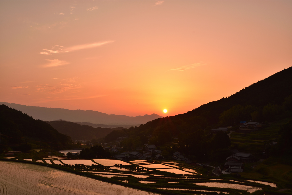 棚田と夕景＃1