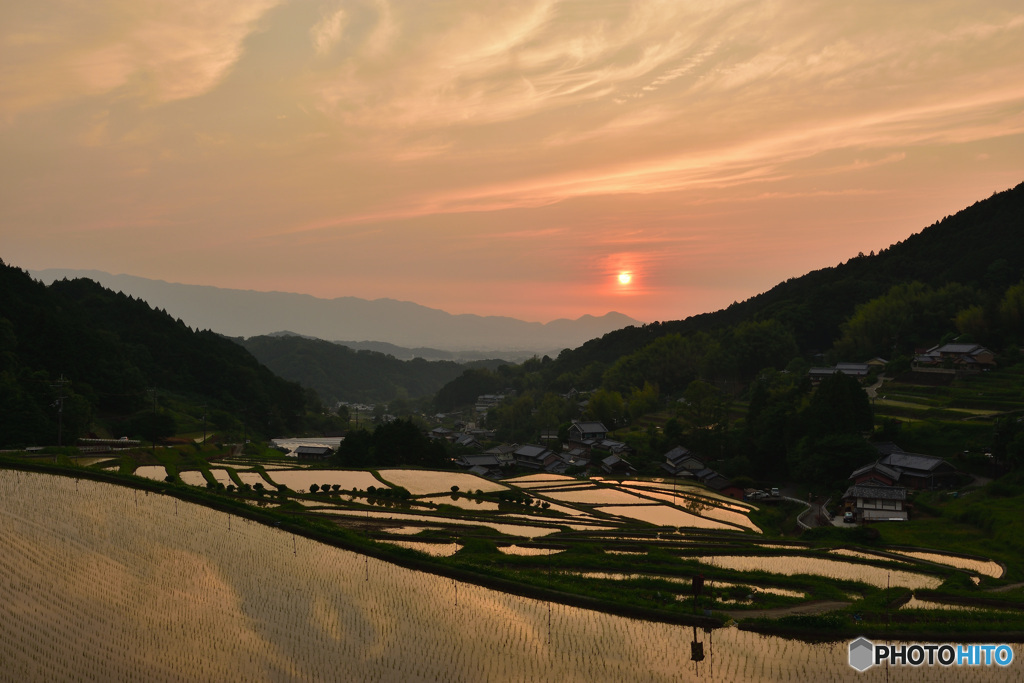 棚田のある夕景～明日香村