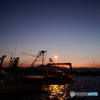 漁船のある夕景