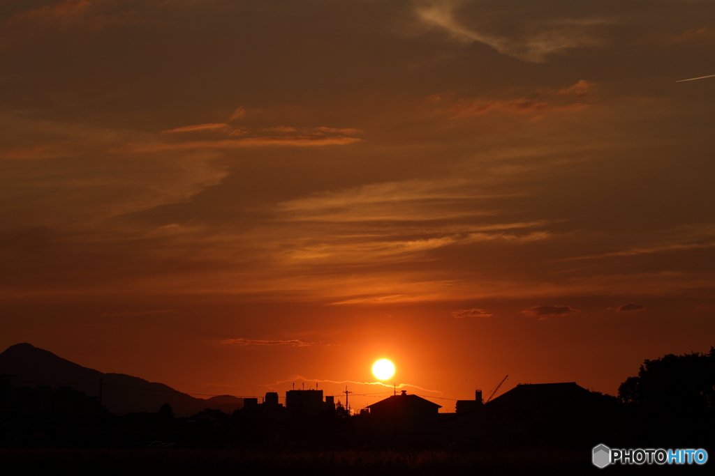 奈良の夕日