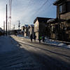 雪と登校と朝陽