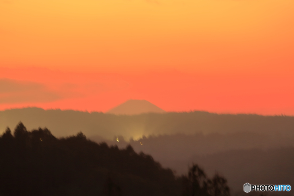 夕焼け富士山