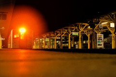 夜の釧路駅