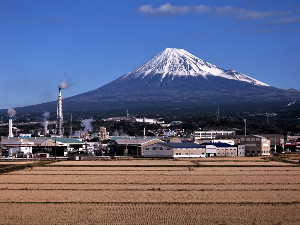 車窓から見た富士山